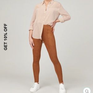 SPANX NWT caramel faux suede leggings petite small